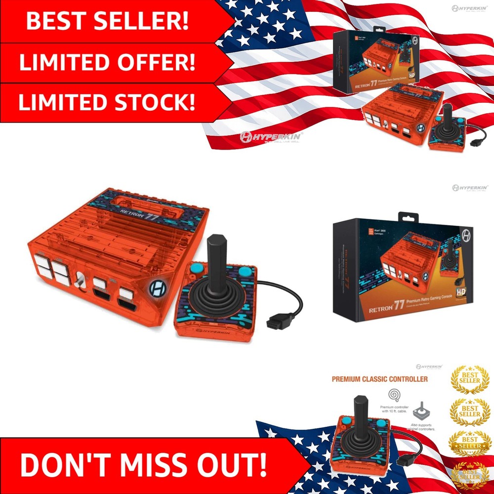 RetroN 77 in Retro Amber – HD Console for Atari 2600 with Controller