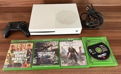 XBOX ONE S 500GB WHITE BUNDLE + 4 GAMES, 1 CONTROLLER & CORDS : TESTED & WORKING
