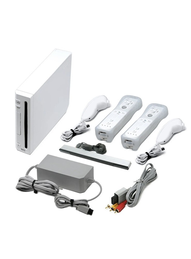 Authentic Wii Console White + Two Remotes + GameCube + 1 Year Warranty + USA