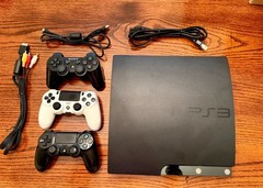 PARTS ONLY Sony PlayStation 3 CECH-2001A 120GB & THREE Controllers and cords!