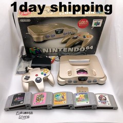 Nintendo 64 Console Gold Box NUS-001 5 Games Bundle N64 NTSC-J Japan Tested
