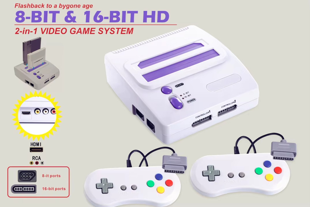FLASHBACK TO A BIGONE AGE 8-BIT &16-BIT HD 2-IN 1 VIDEO GAME SYSTEM