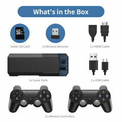 4K Gaming Stick Console 64GB | 20000+ Retro Games | Dual Wireless Controllers |