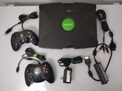 Vintage Original Microsoft Xbox Console with 2 Controllers + Cables + Power sup