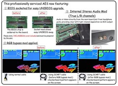 NEO GEO AES AES3-5 Stereo Mod, Full Recap, BIOS Socketed, RGB Bypass, YPbPr out