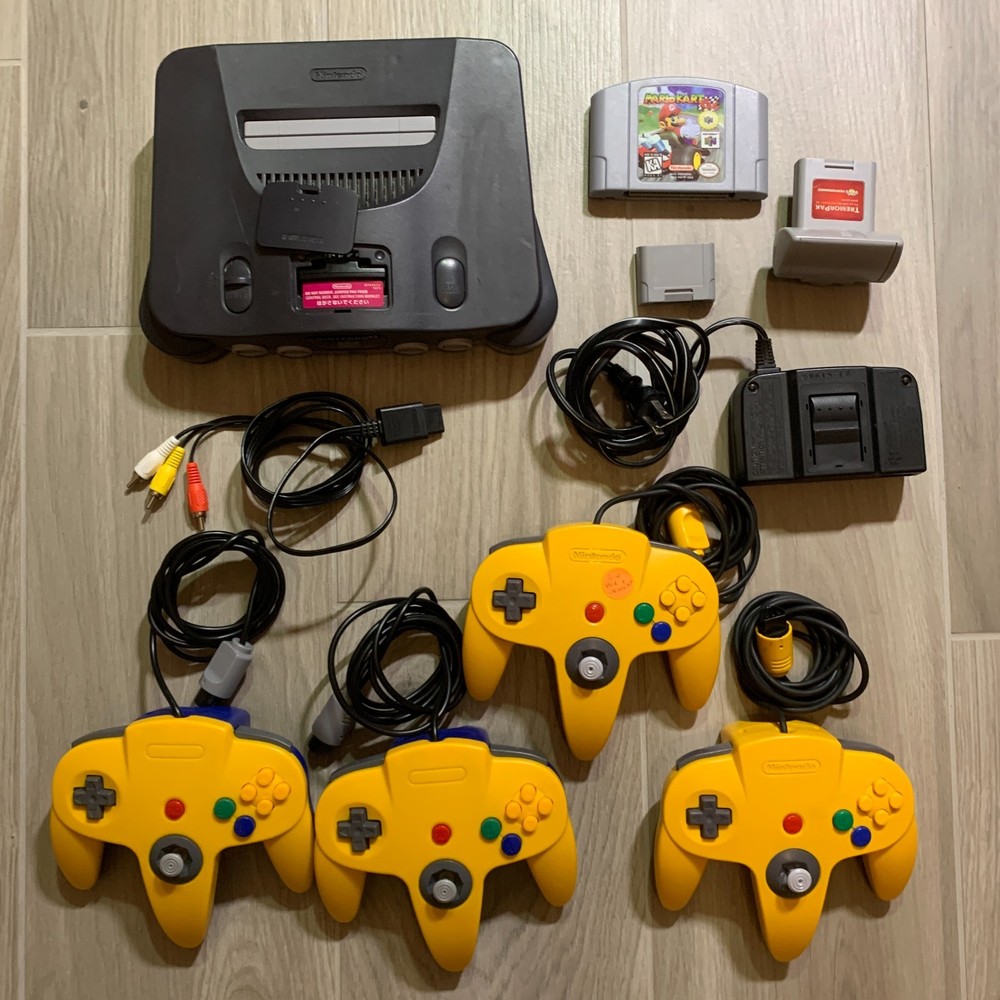 Nintendo 64 Console System Bundle Lot 4x Controllers Cables Tested/Working N64