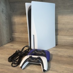 Sony PlayStation 5 Disc Console CFI-1215A 825GB, White Bundle W/ 2 Controllers