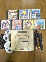 Sega Saturn Console White Gray w/Controller Game Software USED Japan Free Ship