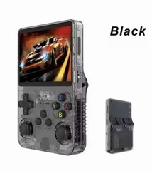 R36S Handheld Game Console, Black, 64GB, Wi-Fi, USB-C, 720p HD, Region Free