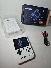 Game Box Plus- Hand Held Game System Rechargeable Battery, White Great Condition