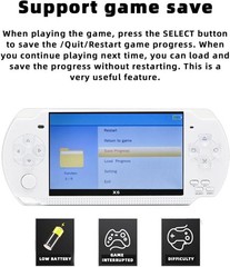 JXD X6 Handheld 4.3 Inch 2000 Games White MP3 TV Out