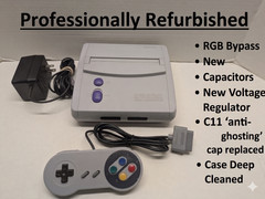 SNES JR – RGB bypass, S-Video, New caps, Regulator, C11 Cap, LED. Great Shape!