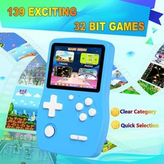 139 Preloaded Portable Handheld Game Player 3.0 Inch Blue
