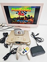Nintendo 64 Console Gold & Mini HORI 607 JAPAN