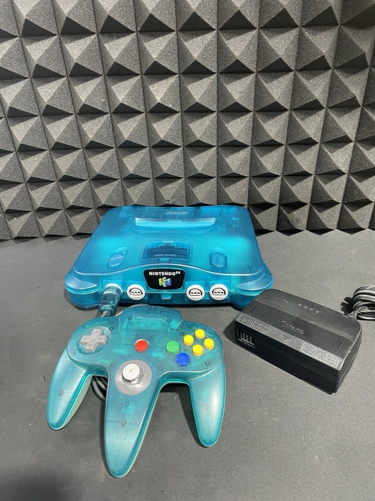 Nintendo 64 Funtastic Ice Blue Console Bundle Tested Working