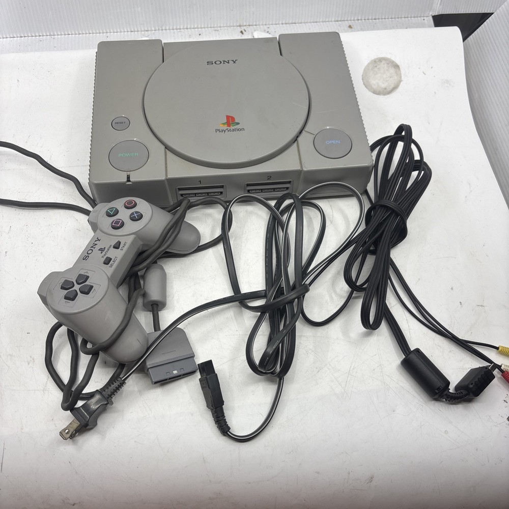 Sony PlayStation 1 PS1 SCPH-7501 Bundle – Console, DualShock Controller, Cables