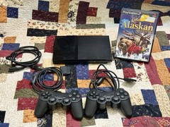 Sony PlayStation 2 Slim 90001 Black Console with Controllers, Game