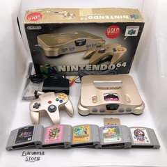 Nintendo 64 Console Gold Box NUS-001 5 Games Bundle N64 NTSC-J Japan Tested