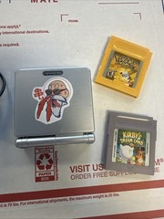 Nintendo Game Boy Advance SP Silver AGS-001 W/ Pokemon Pikachu Edition & Kirby!