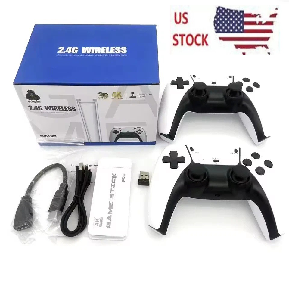 4K 64G HDMI TV Video Game Stick M15 Gaming Console Gamepad 2 Pack Controller US