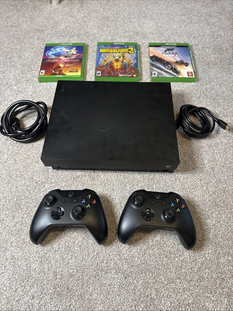 Microsoft Xbox One X 1TB console bundle w/ 3 games & controller – Functional