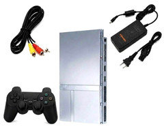 Sony PlayStation 2 PS2 Slim Silver Console Controller AV Power 1 year warranty