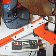 Nintendo NES Console Gray White w/ Controller, Zapper, QuickShot Joystick