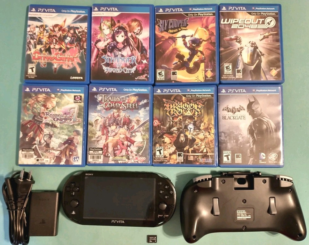 Lot! Sony PS Vita 2K, 2000 Black 8GB, US (PlayStation Vita, PSV) + 8 GREAT Games