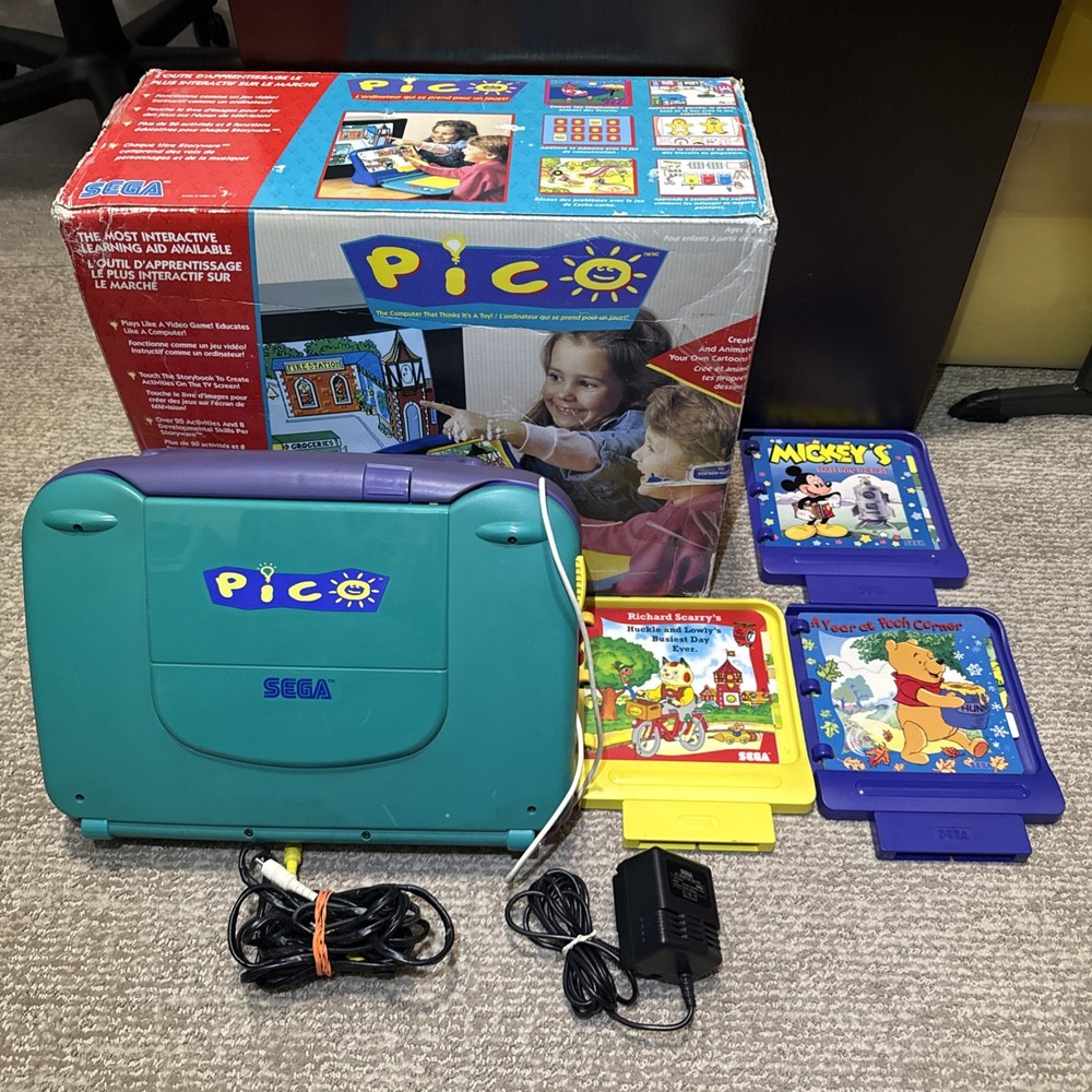 Sega Pico Edutainment System Console IN BOX MK-49002 1994 3 Games Tested Working