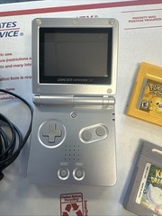 Nintendo Game Boy Advance SP Silver AGS-001 W/ Pokemon Pikachu Edition & Kirby!