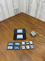 Nintendo DS Lite Glossy Black GBA Game Bundle /w Charger Works