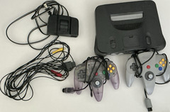 Nintendo 64 Black Console 2 Controllers Composite RCA 4 Controller Ports