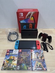Nintendo Switch OLED Model 64GB HEG-001 Console + 3 Games ~ Great Condition