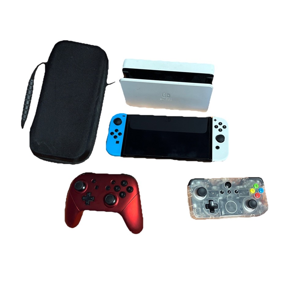 Nintendo Switch OLED Model 64GB White Joy-Con Dockable w/ Dock + 2 Controllers