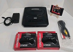 Sega Genesis II Console Model 1631 + 2 Controllers & 6-Pak Game Cartridge TESTED