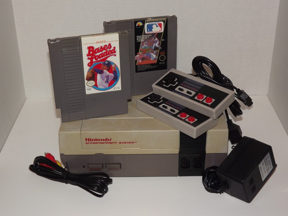 Nintendo NES System Console with hook ups, New 72 PIN & 2 Baseball Games -Tested