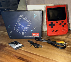 Plus Handheld System 3.0&Prime; LCD Red/Black Backlit Rechargeable AV USB Cables