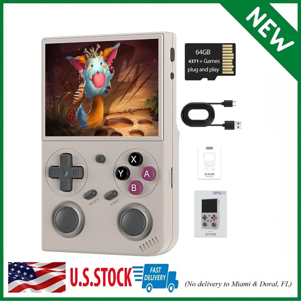 G350 Retro Handheld Game Console , 3.5 Inch IPS Screen 12.8cm x 8.1cm x 2.2cm