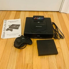 SEGA Saturn Black Console Bundle MK-80000, 4 Games + 1 Controller FOR PARTS