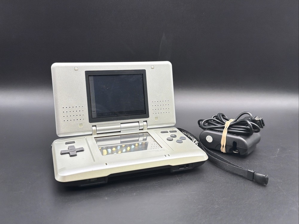 Original Silver Nintendo DS Console w/ charger GBA compatible Tested Working