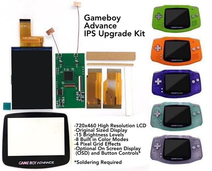 GameBoy Advance 3.0 V5 IPS Backlight Kit 720×480 LCD for GBA NO SOLDER + Shell