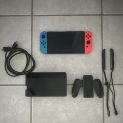 Nintendo Switch Console w/ Neon Red/Blue Joy-Con + Dock, Grip, Straps
