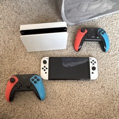 Nintendo Switch OLED Model 64GB White Joy-Con Dockable w/ Dock + 2 Controllers