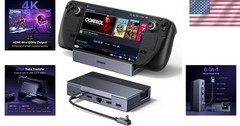 Portable Steam Deck Dock: 4K@120Hz HDMI, USB-A, USB-C & Gigabit Ethernet ]