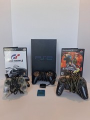 Sony PS2 PHAT SCPH-50001 NTSC Black Bundle 3 Controllers 8MB Card Multitap