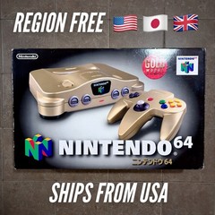 GOLD Nintendo 64 CIB N64 Console Complete In Box REGION FREE NTSC JPN/USA TESTED