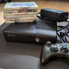 Xbox 360 S Slim 4GB Black Console 1439 Wired Controller Games OEM Power Brick