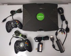 Vintage Original Microsoft Xbox Console with 2 Controllers + Cables + Power sup
