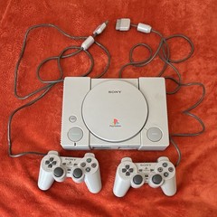 Vintage Sony PlayStation 1 Gray Console Bundle w/ 2 Controllers OEM Untested