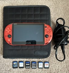 Sony PS Vita PCH-2000 Red Region Free With 6 Games & Case & Charger – 🔥🔥🔥